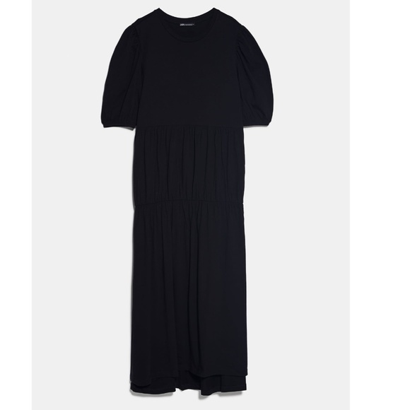 Zara Black Dress with Ruching NWT - Picture 7 of 8
